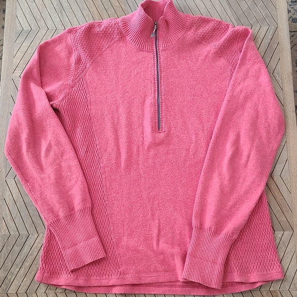 Eddie Bauer Women's XL Pink Red Quater Zip Sweater - Picture 1 of 5